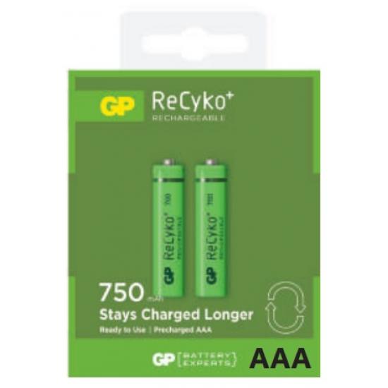 GP RECYKO YEŞİL 2’Lİ 750 MHA ŞARJLI İNCE PİLLER