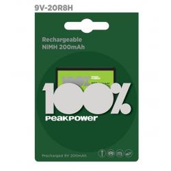PEAK POWER TEKLİ 200MHA 9V ŞARJLI PİL PEAK POWER TEKLİ 200MHA 9V ŞARJLI PİL