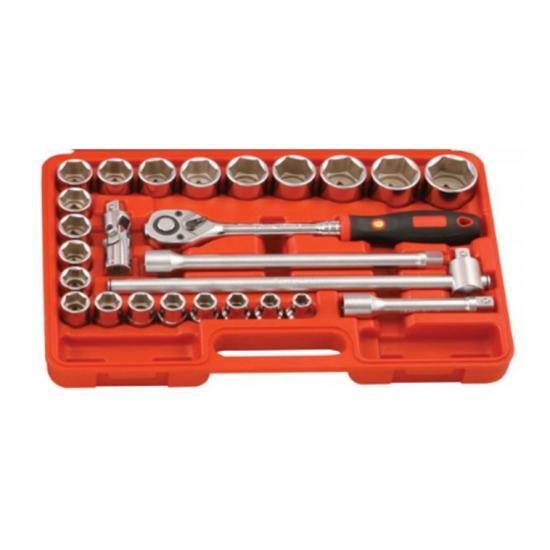 GENIUS ALTIKÖŞE KROMAJLI LOKMA TAKIMI KISA 1/2" 26 PARÇA EU-426M GENIUS ALTIKÖŞE KROMAJLI LOKMA TAKIMI KISA 1/2" 26 PARÇA EU-426M
