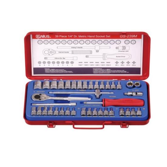 GENIUS ALTIKÖŞE KROMAJLI LOKMA TAKIMI KISA 1/4" 39 PARÇA GS-239M GENIUS ALTIKÖŞE KROMAJLI LOKMA TAKIMI KISA 1/4" 39 PARÇA GS-239M