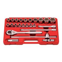 GENIUS ALTIKÖŞE KROMAJLI LOKMA TAKIMI KISA 1/2" 24 parça İNÇ GS-424S