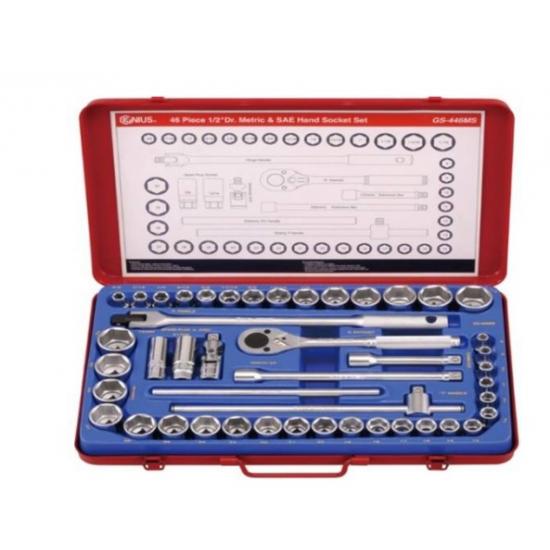 GENIUS ALTIKÖŞE KROMAJLI LOKMA TAKIMI KISA 1/2" 46 PARÇA İNÇ GS-446MS GENIUS ALTIKÖŞE KROMAJLI LOKMA TAKIMI KISA 1/2" 46 PARÇA İNÇ GS-446MS