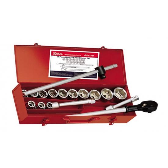 GENIUS ALTIKÖŞE KROMAJLI LOKMA TAKIMI KISA 3/4" 17 PARÇA GS-617M GENIUS ALTIKÖŞE KROMAJLI LOKMA TAKIMI KISA 3/4" 17 PARÇA GS-617M