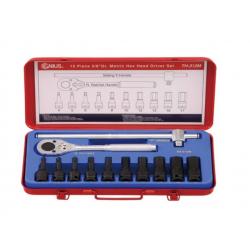 GENIUS HAVALI ALTIKÖŞE LOKMALI ALLEN TAKIMI KISA 3/8" 12 PARÇA İNÇ TH-312S