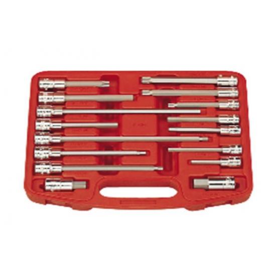 GENIUS KROMAJLI TORX-YILDIZ-ALTIKÖŞE LOKMALI ALLEN TAKIMI 3/8"-1/2" 16 PARÇA TH-3416