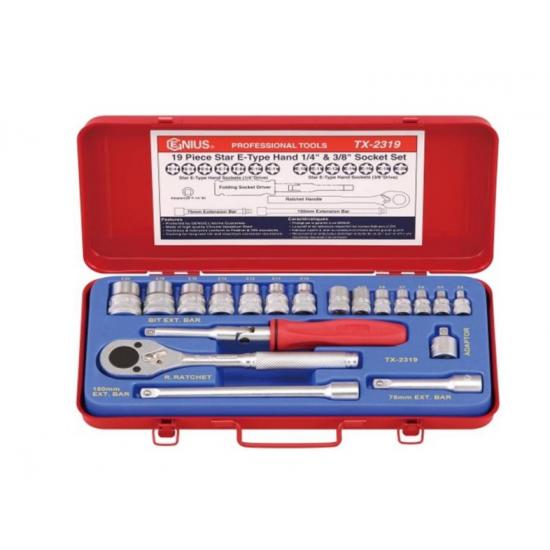 GENIUS KROMAJLI TORX LOKMA TAKIMI KISA 1/4" - 3/8" 19 PARÇA TX-2319 GENIUS KROMAJLI TORX LOKMA TAKIMI KISA 1/4" - 3/8" 19 PARÇA TX-2319