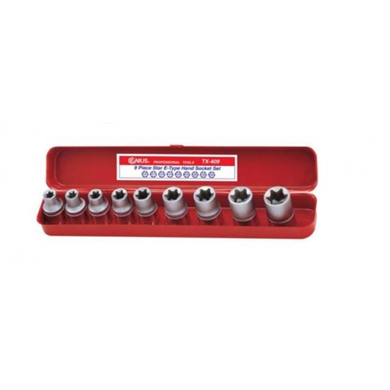 GENIUS KROMAJLI TORX LOKMA TAKIMI 1/2" 9 PARÇA TX-409
