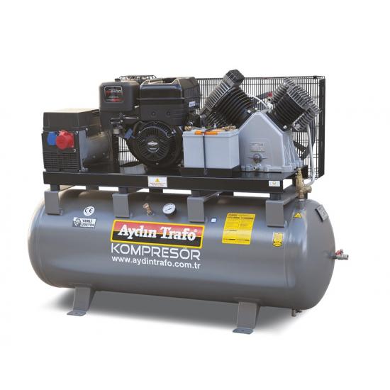 ALTERNATÖRLÜ ( jeneratörlü ) BENZİN YAKITLI ÇİFT KADEMELİ MOBİL PİSTONLU KOMPRESÖR 300 lt Briggs & Stratton AYDIN TRAFO ALTERNATÖRLÜ ( jeneratörlü ) BENZİN YAKITLI ÇİFT KADEMELİ MOBİL PİSTONLU KOMPRESÖR 300 lt Briggs & Stratton AYDIN TRAFO