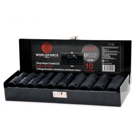 WORLDFORCE Lokma Seti Uzun 10 Parça 1/2” WORLDFORCE Lokma Seti Uzun 10 Parça 1/2”