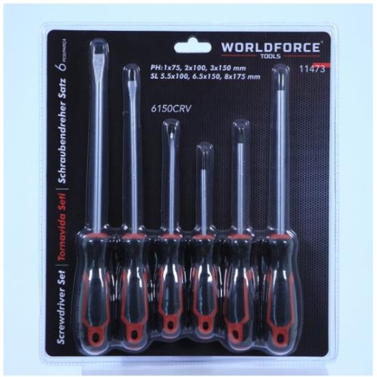 WORLDFORCE Tornavida Seti 6 Parça 6150CRV (PH:1x75, 2x100, 3x150mm)(SL 5.5x100, 6.5x150, 8x175mm) 11473