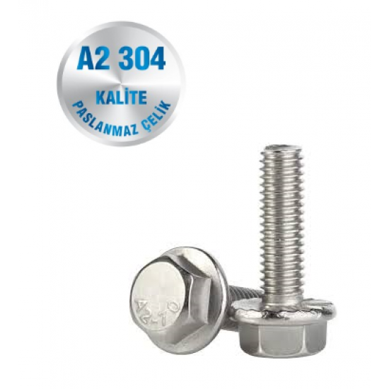 İNOX M10 FLANŞLI CİVATA A2-304 KALİTE DIN 6921