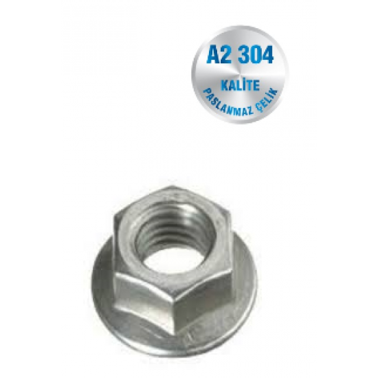 İNOX FLANŞLI SOMUN A2-304 KALİTE DIN 6923
