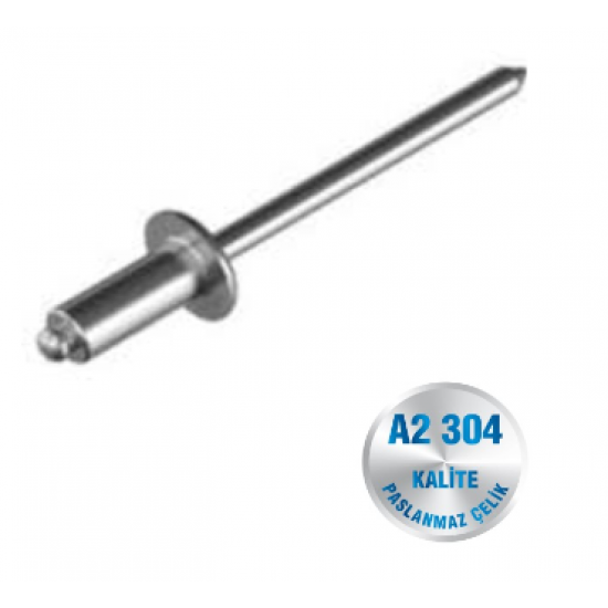 İNOX POP PERÇİN A2-304 KALİTE DIN 7337 İNOX POP PERÇİN A2-304 KALİTE DIN 7337