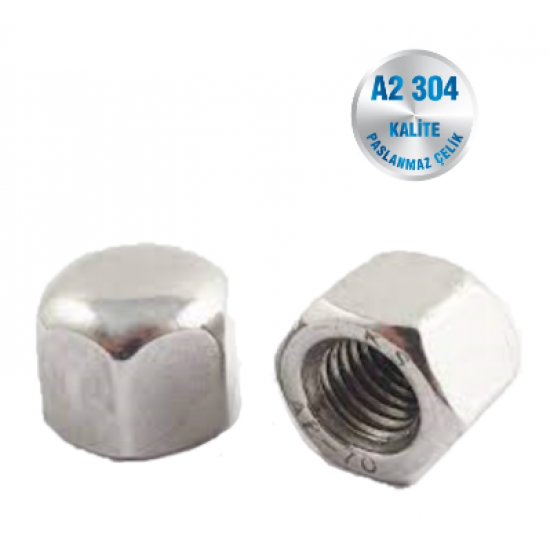 İNOX ALTI KÖŞE YÜKSEK  KÖR SOMUN A2-304 KALİTE DIN 917