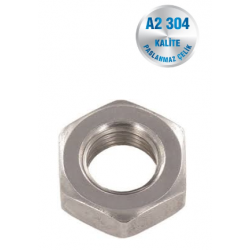 İNOX İNCE DİŞ SOMUN A2-304 KALİTE DIN 934İ