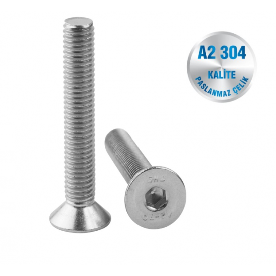 İNOX M10 HAVŞABAŞ İMBUS CIVATA A2-304 KALİTE DIN 7991 İNOX M10 HAVŞABAŞ İMBUS CIVATA A2-304 KALİTE DIN 7991