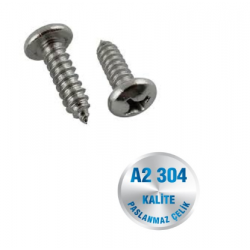 İNOX 2.2 MM YILDIZ SİLİNDİR BAŞLI SAC VİDASI A2-304 KALİTE  DIN 7981