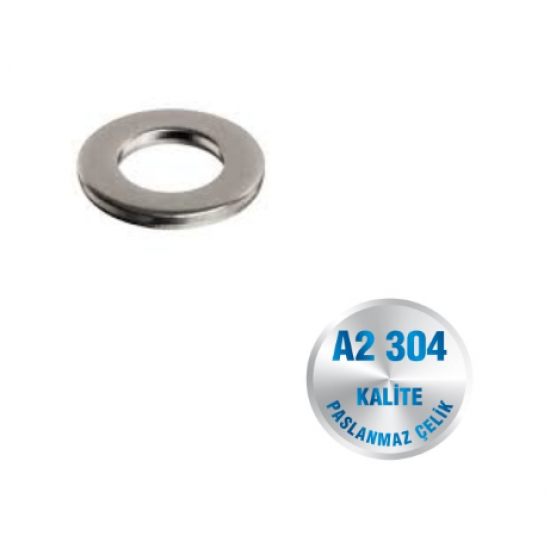 İNOX DÜZ PUL A2-304 KALİTE DIN 125