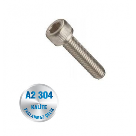 İNOX M2.5 SİLİNDİR BAŞ İMBUS CIVATA A2-304 KALİTE DIN 912 İNOX M2.5 SİLİNDİR BAŞ İMBUS CIVATA A2-304 KALİTE DIN 912