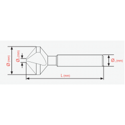 90° Havşa Freze DIN 335-C  HSS Co%5  TiN KAPLI