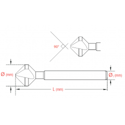 90° Havşa Freze DIN-335/C  HSS-M2AL