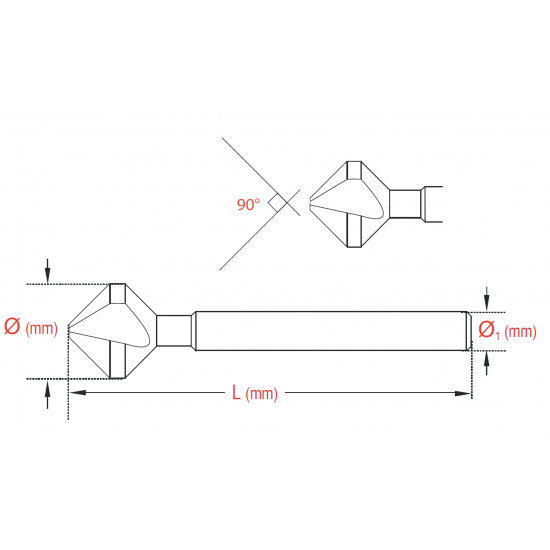 90° Havşa Freze DIN-335/C  HSS-M2AL