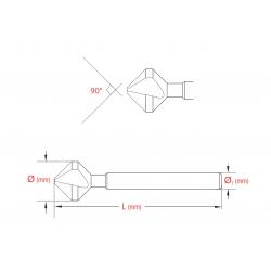 90° Yuvarlak Delikli Havşa Freze DIN-335/C HSS-M2AL 90° Yuvarlak Delikli Havşa Freze DIN-335/C HSS-M2AL