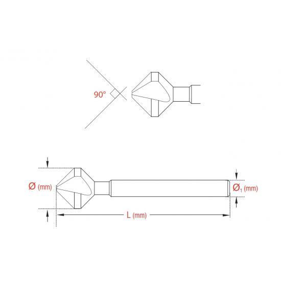 90° Yuvarlak Delikli Havşa Freze DIN-335/C HSS-M2AL 90° Yuvarlak Delikli Havşa Freze DIN-335/C HSS-M2AL