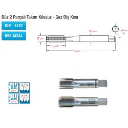 Düz 2 Parçalı Takım Kılavuz - Gaz Diş Kısa DIN - 5157 HSS-M2AL Düz 2 Parçalı Takım Kılavuz - Gaz Diş Kısa DIN - 5157 HSS-M2AL