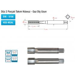 Düz 2 Parçalı Takım Kılavuz - Gaz Diş Uzun DIN - 5156 HSS-M2AL Düz 2 Parçalı Takım Kılavuz - Gaz Diş Uzun DIN - 5156 HSS-M2AL