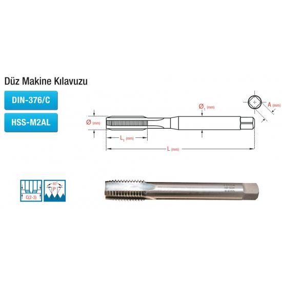 Düz Makine Kılavuzu DIN-376/C HSS-M2AL Düz Makine Kılavuzu DIN-376/C HSS-M2AL