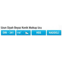 UZUN SİYAH BEYAZ KONİK MATKAP UCU DIN - 341